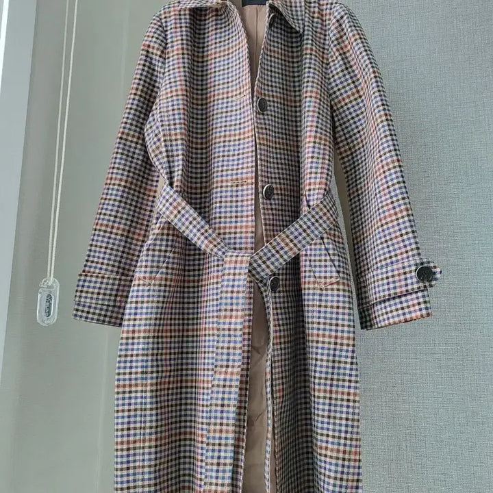 [BUNJANG] Besti Belli Check Trench Long Coat / 베스티벨리 체크 트렌치롱코트