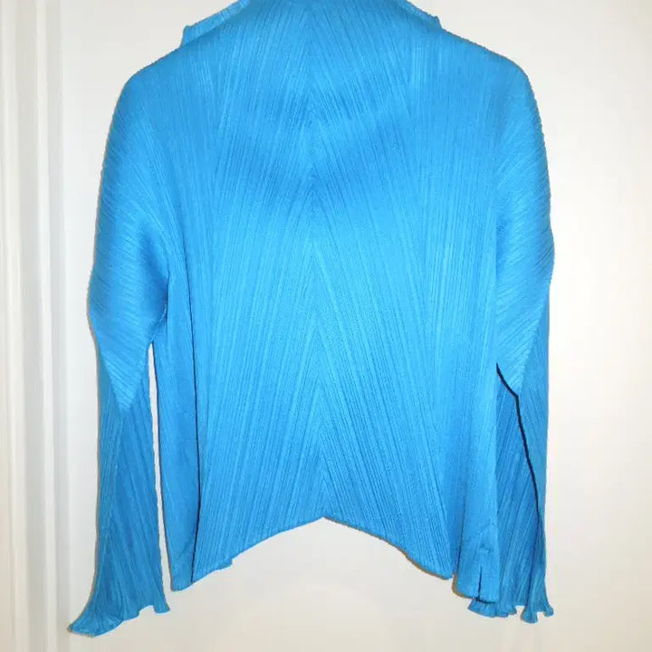 [BUNJANG] Pleats Please One-Button Cardigan Turquoise / 플리츠플리즈 원버튼 가디건 터콰이즈