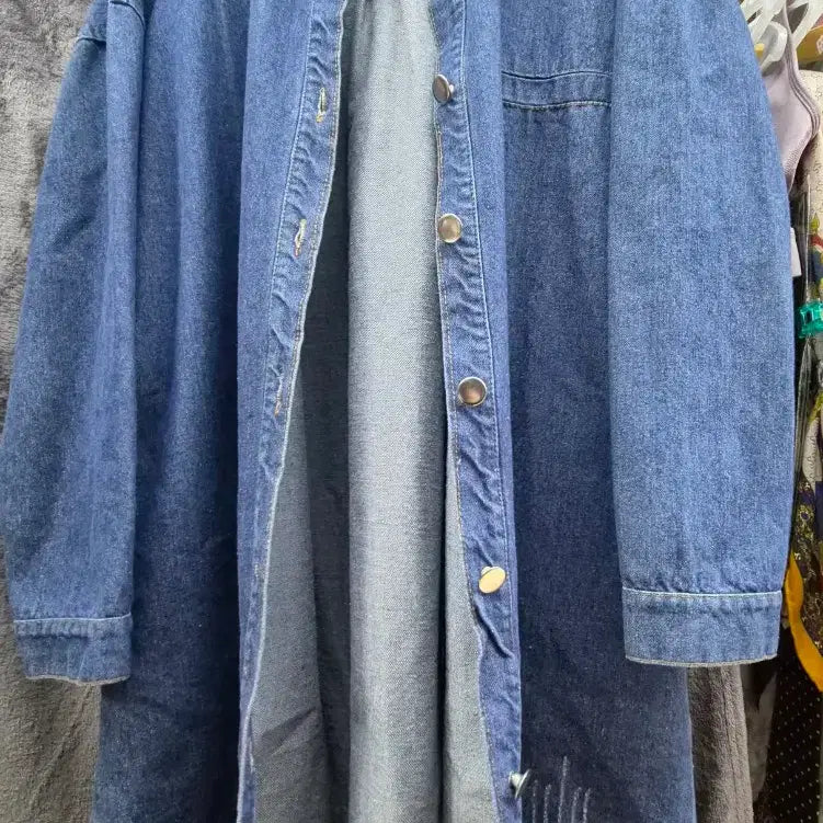 [BUNJANG] Unspecified Denim Long Shirt / 데미지 데님 셔츠 청 남방
