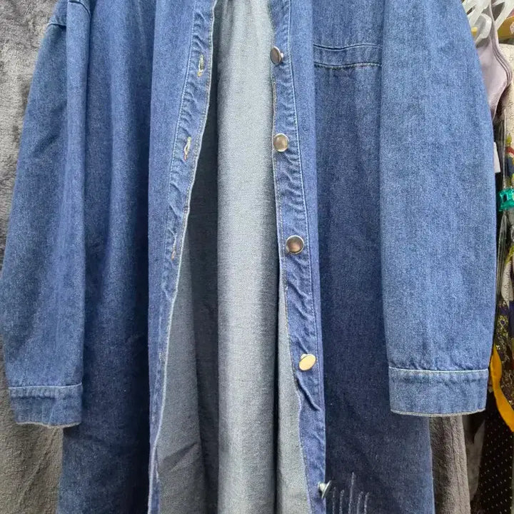 [BUNJANG] Unspecified Denim Long Shirt / 데미지 데님 셔츠 청 남방