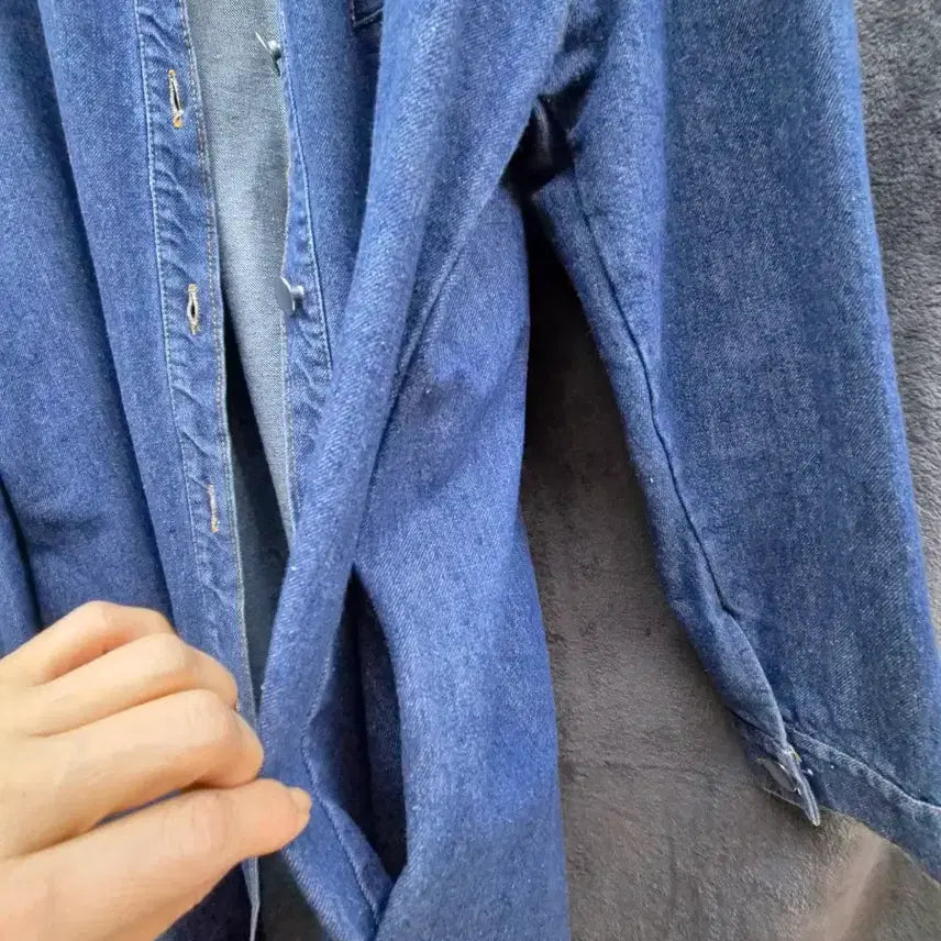 [BUNJANG] Unspecified Denim Long Shirt / 데미지 데님 셔츠 청 남방
