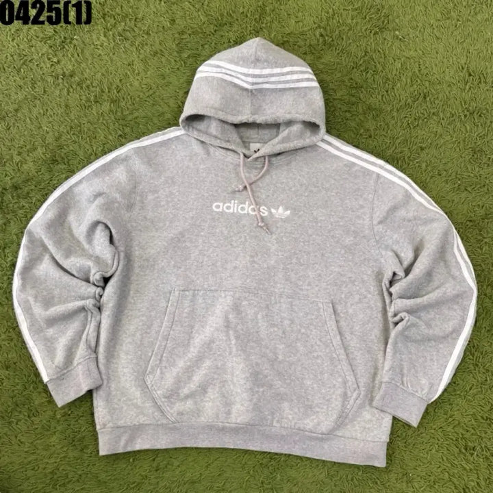 [BUNJANG] Adidas Three-Stripe Hoodie Gray / 아디다스 삼선 후드티 그레이