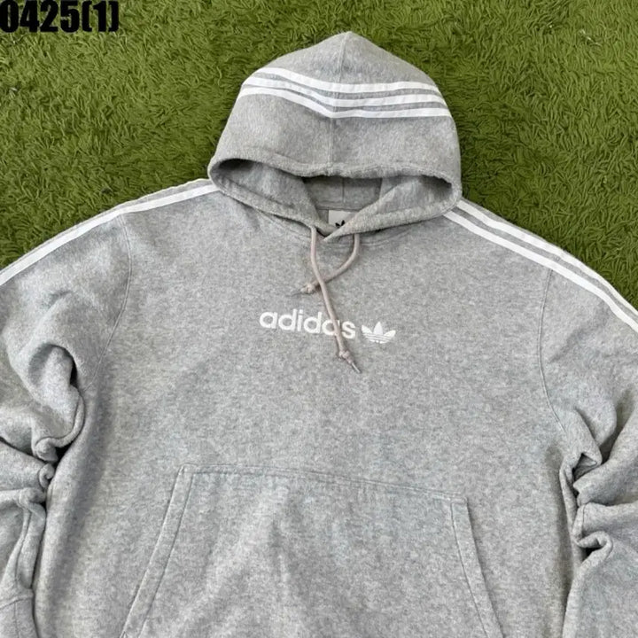 [BUNJANG] Adidas Three-Stripe Hoodie Gray / 아디다스 삼선 후드티 그레이
