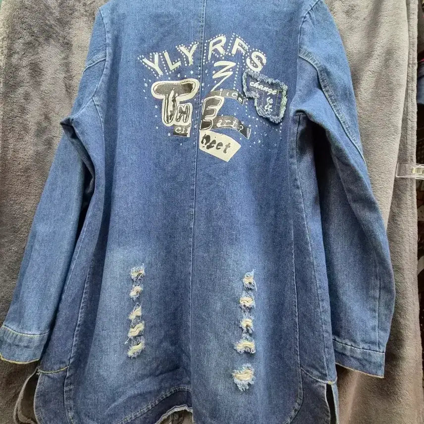 [BUNJANG] Vintage Denim Long Jacket / 데미지 데님 롱 자켓 청자켓
