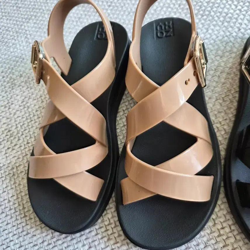 [BUNJANG] ZAXY Plena Vegan Jelly Sandals / [블랙/베이지] 비건 젤리슈즈 리사이클 ZAXY 작시 플레나 샌들 키높이
