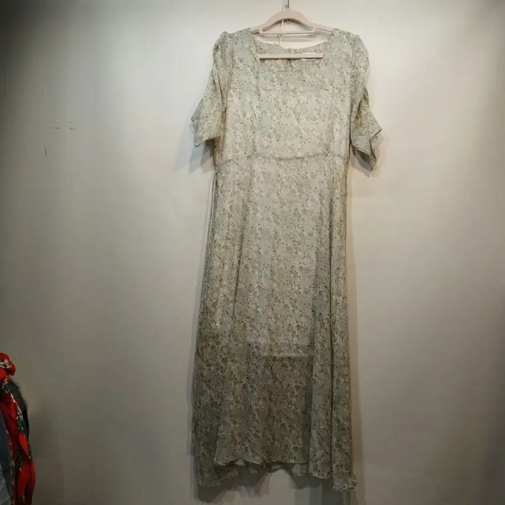 [BUNJANG] Floral Pattern Sky Blue Chiffon Long Dress / 플라워 패턴 롱 원피스 하늘색 쉬폰80~85사이즈여름  64277