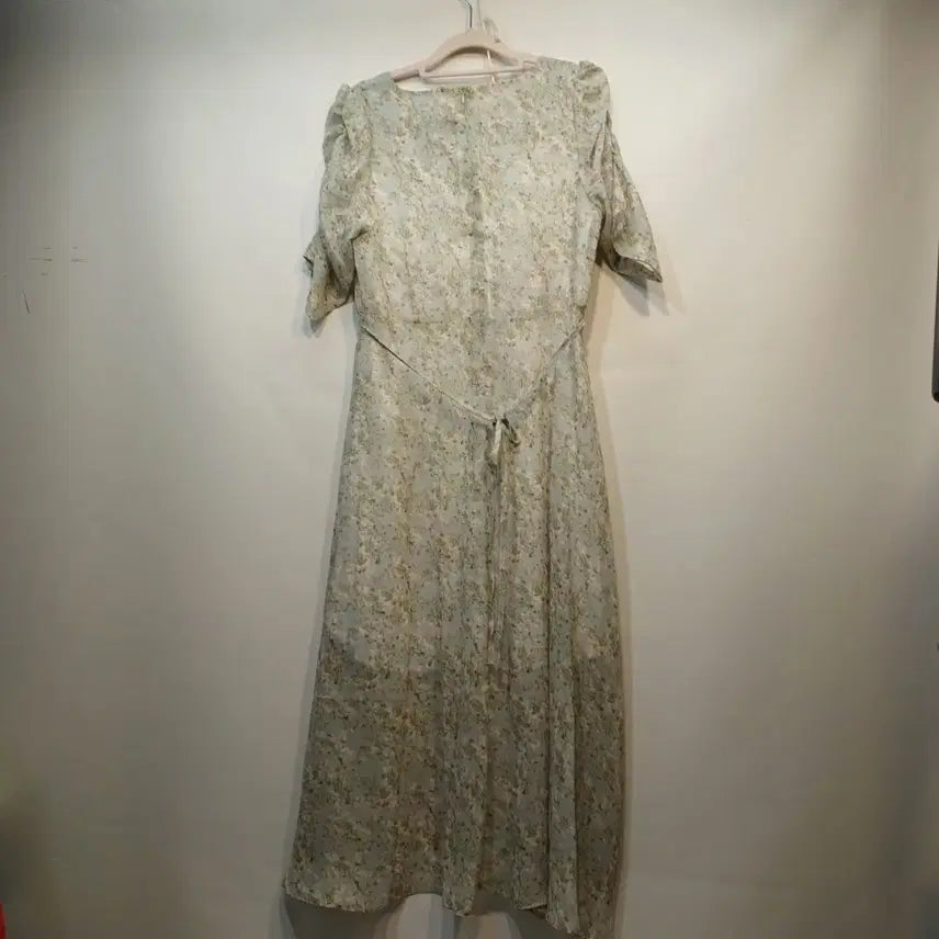 [BUNJANG] Floral Pattern Sky Blue Chiffon Long Dress / 플라워 패턴 롱 원피스 하늘색 쉬폰80~85사이즈여름  64277