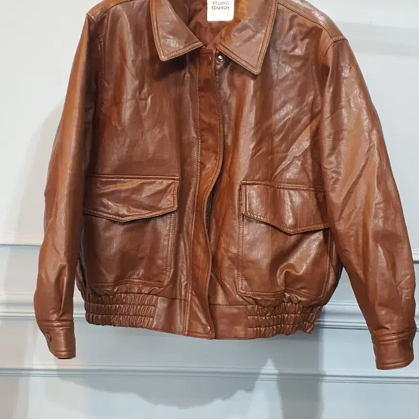 [BUNJANG] Studio Tomboy Brown Leather Jacket / 스튜디오 톰보이 브라운 레더 자켓 F