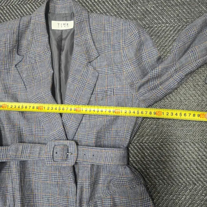 [BUNJANG] Hansum Time Check Belt Jacket / 한섬 타임 TIME 체크 벨트 자켓 마93%자켓