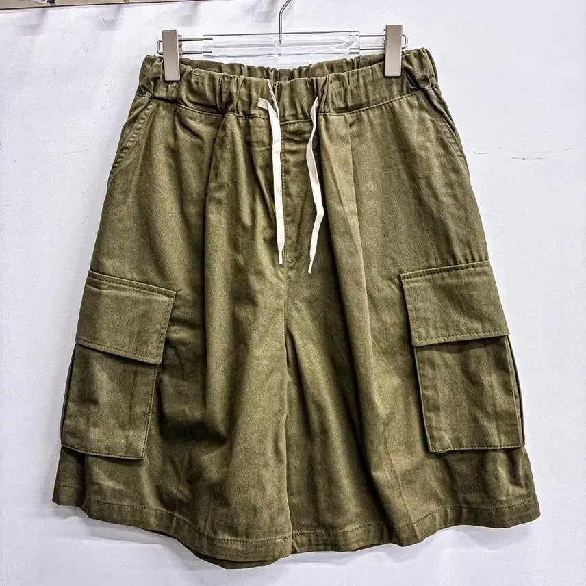 [BUNJANG] Washing Cargo Bermuda Shorts (Free Size) - Khaki / [새상품] 워싱 카고 버뮤다팬츠 (FREE) AF555 카키