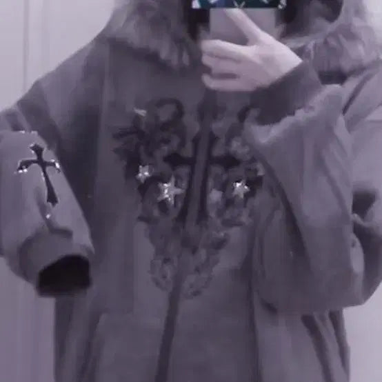 [BUNJANG] Goth Jili-Gye Type Hooded Zip-Up / 고스 지뢰계 양산형 일브 후드집업
