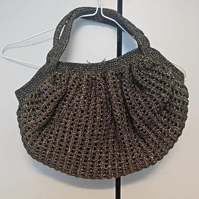 [BUNJANG] Brown Pearl Knit Tote Bag / 브라운 펄니트 토트백