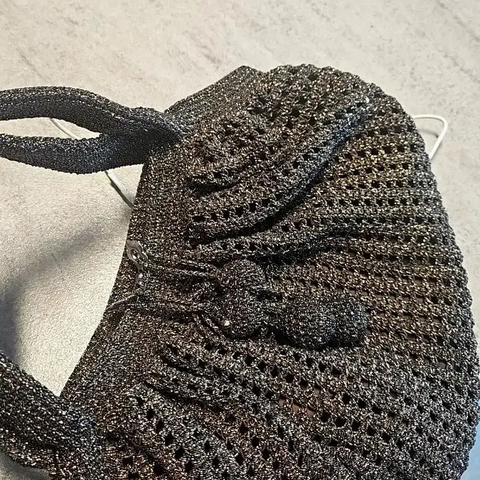 [BUNJANG] Brown Pearl Knit Tote Bag / 브라운 펄니트 토트백