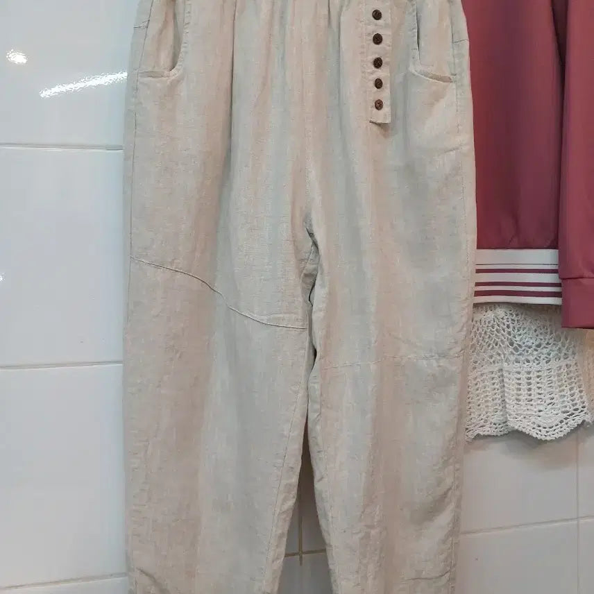 [SOLD OUT] 피에르 린넨 버튼 포인트 배기 마바지 M정도