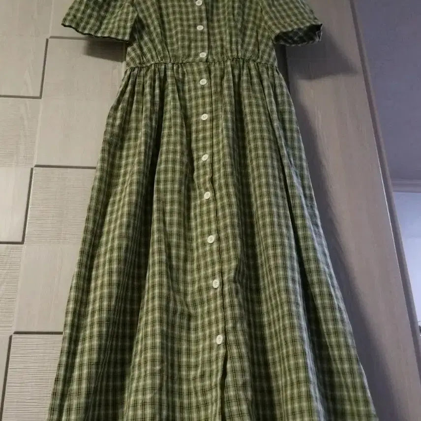 [BUNJANG] Green Check Long Dress / 그린 체크 롱원피스