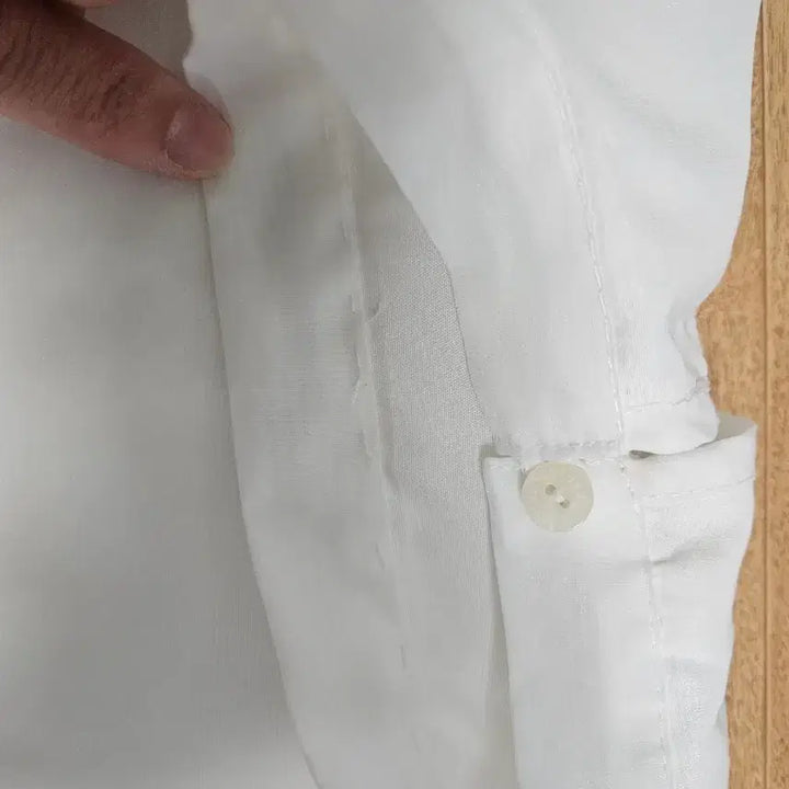 [BUNJANG] White See-Through Blouse Long Sleeve / 화이트 시스루 블라우스 퍼프 긴팔