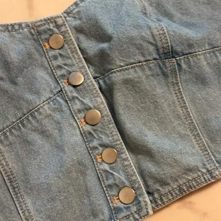 [BUNJANG] Denim Suspender Bustier Top / 데님 멜빵 뷔스티에
