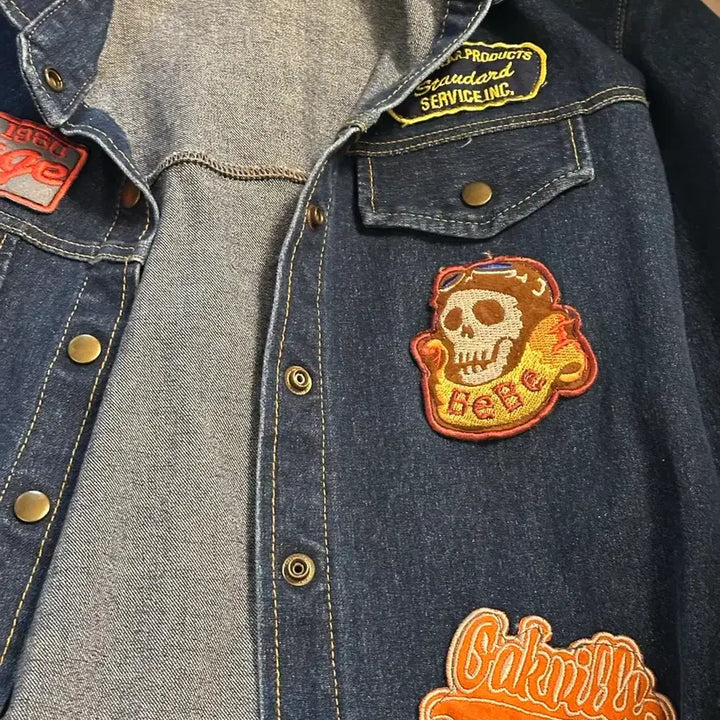 [BUNJANG] Pink Lace Denim Patch Washed Jacket / 핑크레이스 데님 패치 워싱 자켓