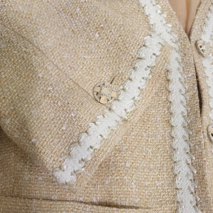 [BUNJANG] Missa Studio Tweed Short Sleeve Jacket Beige 55 / 미샤 스튜디오 트위드 반팔 자켓 베이지 55