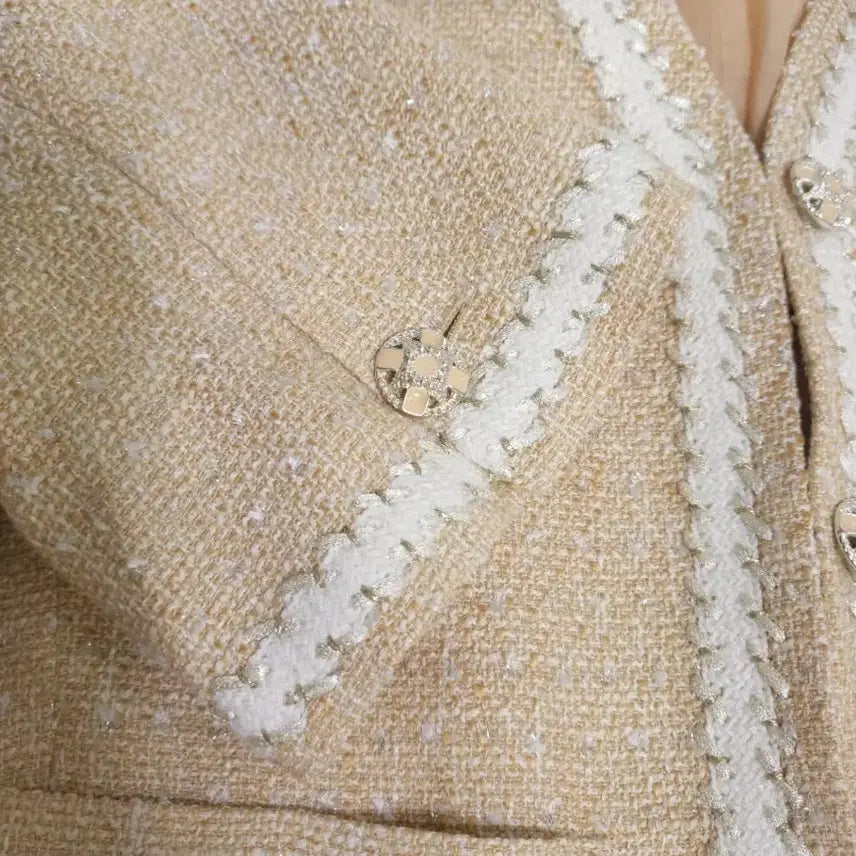 [BUNJANG] Missa Studio Tweed Short Sleeve Jacket Beige 55 / 미샤 스튜디오 트위드 반팔 자켓 베이지 55