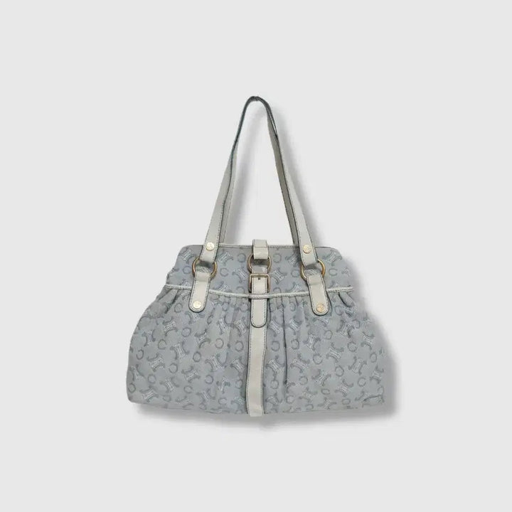[BUNJANG] Celine Triomphe Sky Blue Canvas Shoulder Bag / [정품] 셀린느 트리오페 스카이블루 캔버스 숄더백