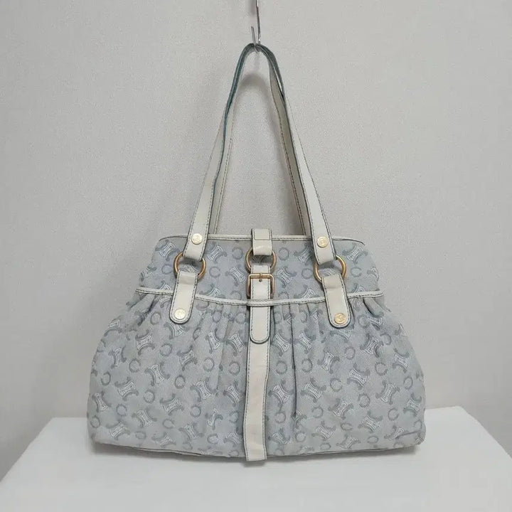 [BUNJANG] Celine Triomphe Sky Blue Canvas Shoulder Bag / [정품] 셀린느 트리오페 스카이블루 캔버스 숄더백