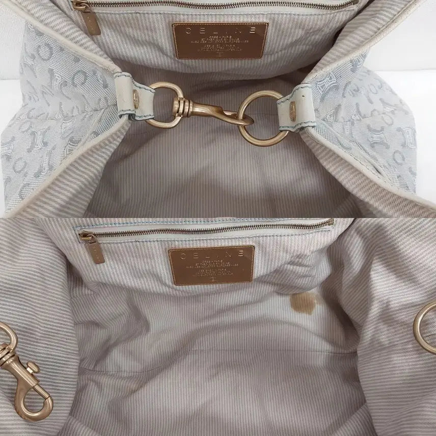 [BUNJANG] Celine Triomphe Sky Blue Canvas Shoulder Bag / [정품] 셀린느 트리오페 스카이블루 캔버스 숄더백
