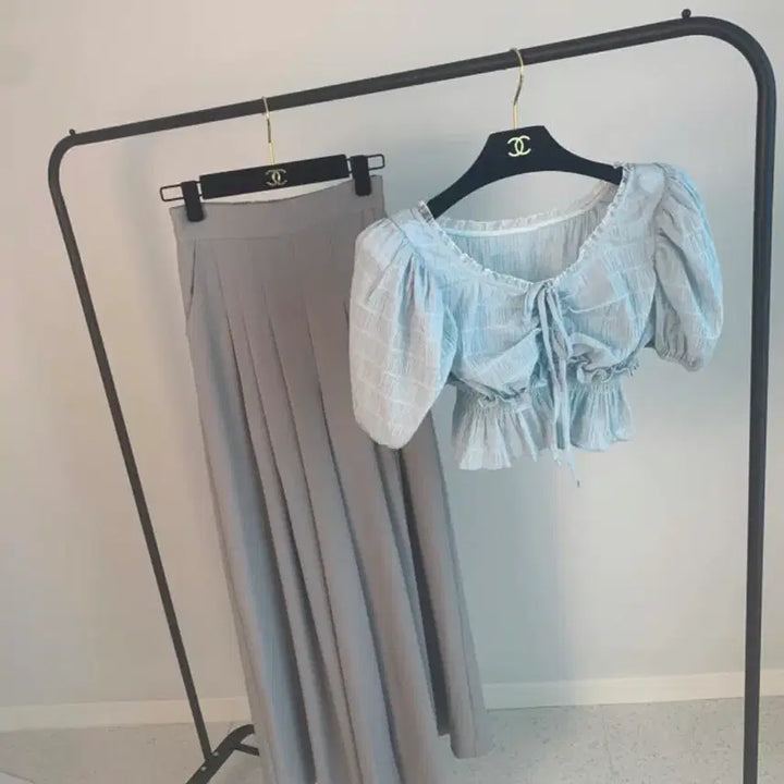 [BUNJANG] Ruffle Crop Blouse / [새상품] 프릴 크롭 블라우스