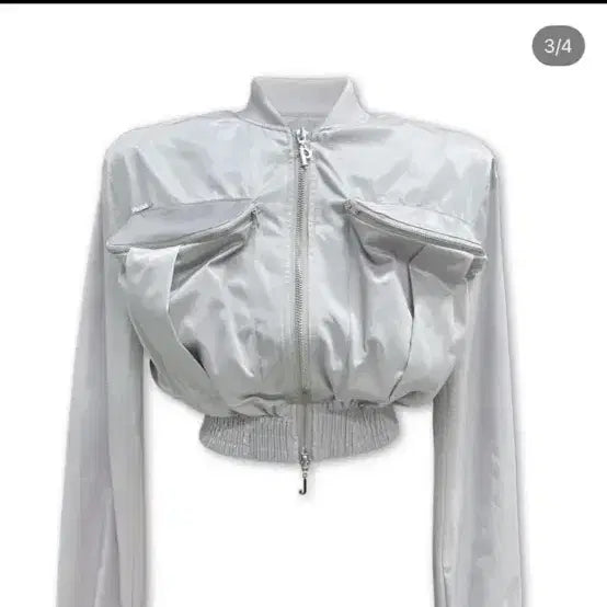 [BUNJANG] Pale Jade Pocket Flight Jacket Silver / 페일제이드 포켓 플라이트 자켓 실버
