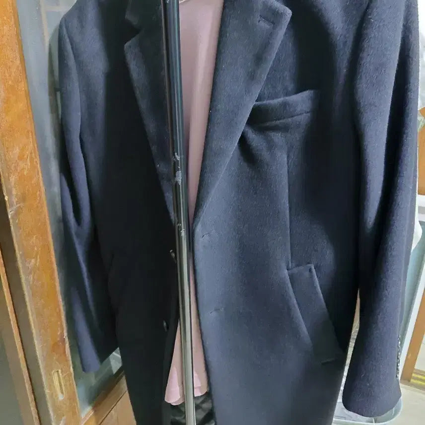 [BUNJANG] Classic Black Wool Blend Single-Breasted Overcoat for Men / 코트
