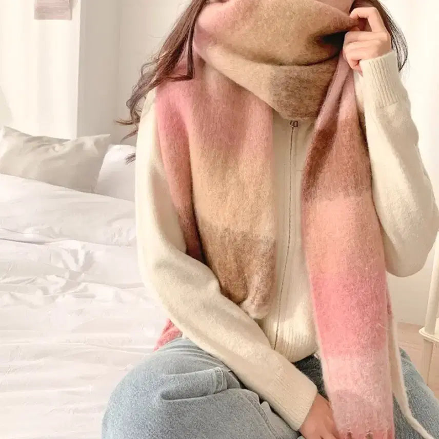[BUNJANG] Avely Pastel Check Couple Long Oversized Muffler / 에이블리 파스텔체크 커플 롱 오버사이즈 머플러 체크목도리
