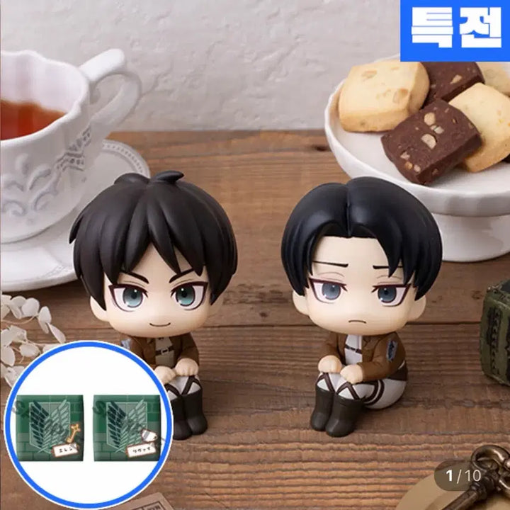 [BUNJANG] Attack on Titan Eren &amp; Levi Look Up Figures Set (Unsealed) / 택포12)진격의거인 룩업 에렌 리바이 미개봉 특전ㅇ