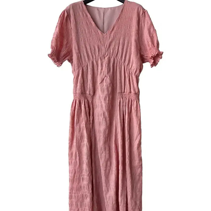 [BUNJANG] Pink Banding Embossed Dress / F/ 핑크 밴딩 엠보원피스