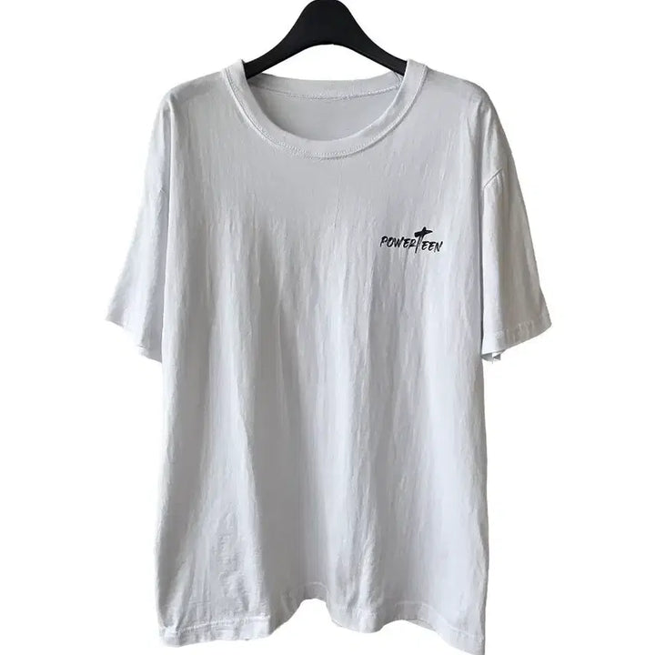 [BUNJANG] White Lettering T-Shirt / F / 남자 화이트 레터링 티셔츠