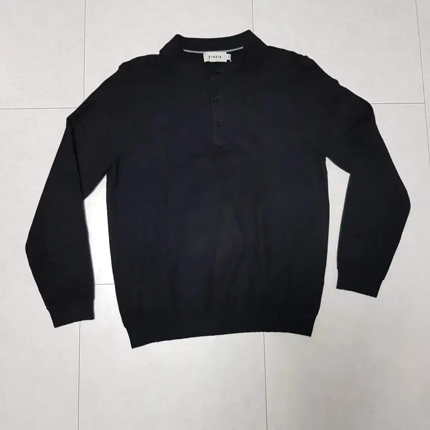 [BUNJANG] Ziozia Black Long-Sleeve Collar Knit / 지오지아 블랙 긴팔 카라 니트