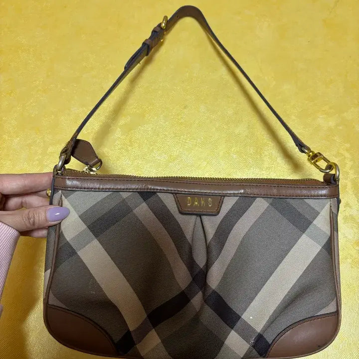 [BUNJANG] Daks Leather Combination Check Shoulder Bag / 닥스 가죽배색 체크 숄더백