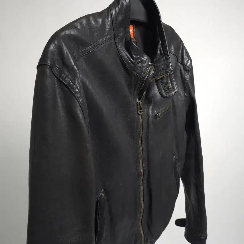 [BUNJANG] Hugo Boss Lambskin Leather Single Rider Jacket / 휴고보스 정품 남성 블랙 양가죽 싱글 라이더 가죽 자켓 레더자켓 105