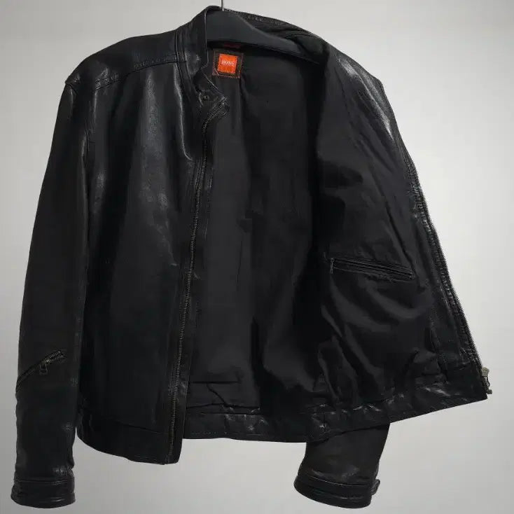 [BUNJANG] Hugo Boss Lambskin Leather Single Rider Jacket / 휴고보스 정품 남성 블랙 양가죽 싱글 라이더 가죽 자켓 레더자켓 105