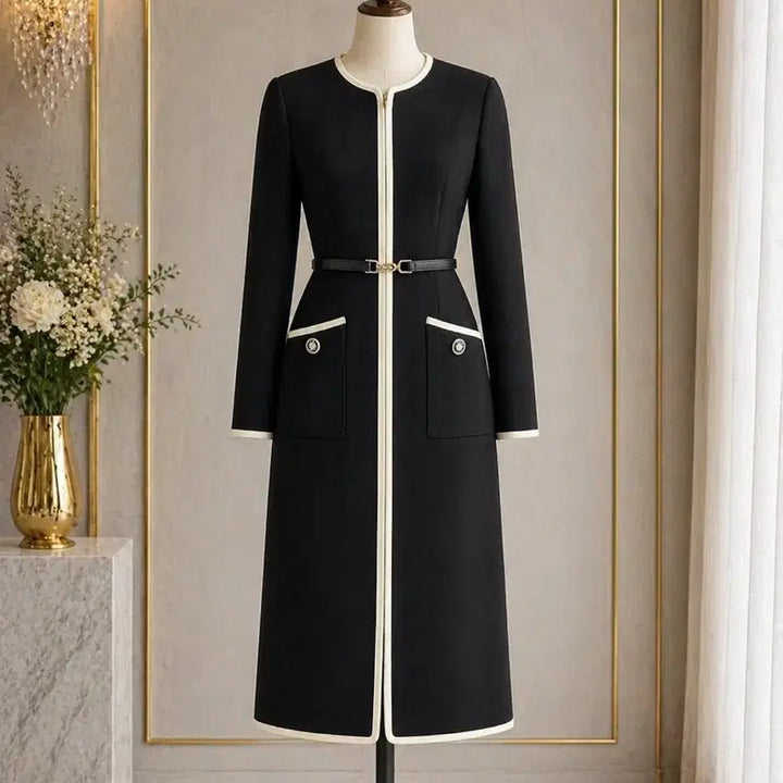 [BUNJANG] MOJO.S.PHINE Long Dress / 정품 모조에스핀(MOJO.S.PHINE)  배색라인 앞지퍼 포켓 롱원피스