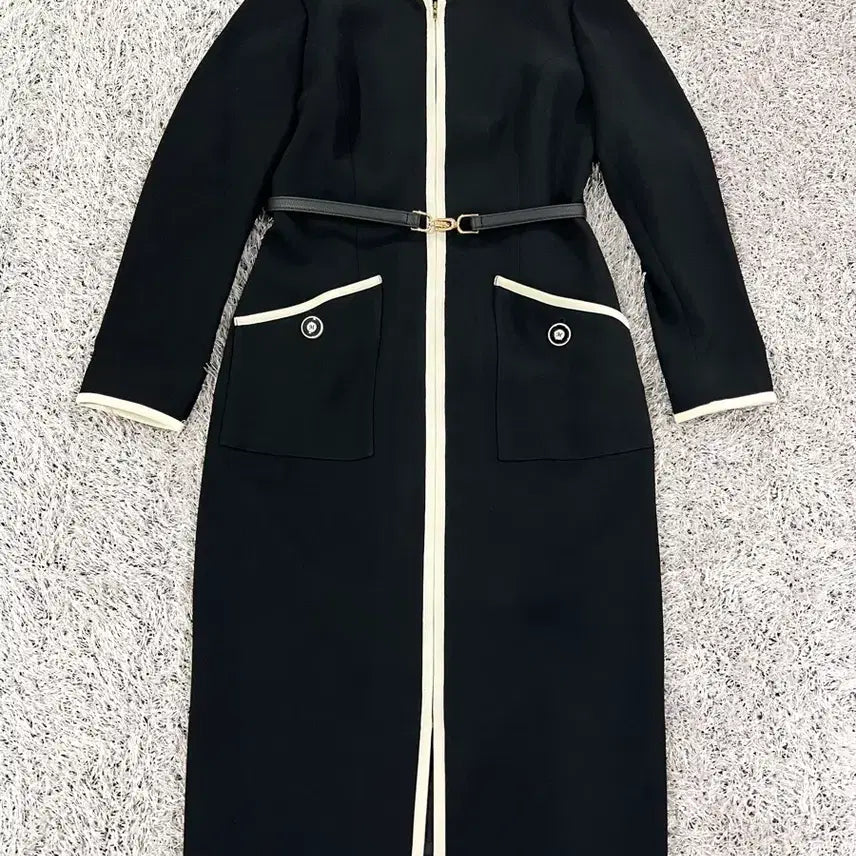 [BUNJANG] MOJO.S.PHINE Long Dress / 정품 모조에스핀(MOJO.S.PHINE)  배색라인 앞지퍼 포켓 롱원피스