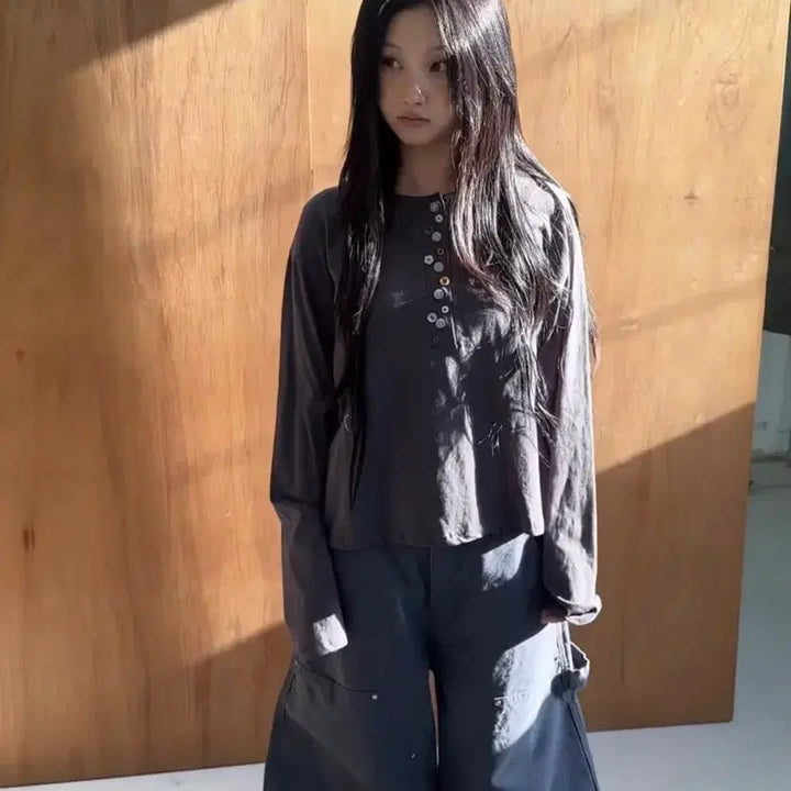 [BUNJANG] HiFiPUNK Kou Button Top Charcoal / 하이파이펑크 코우 버튼 탑 차콜