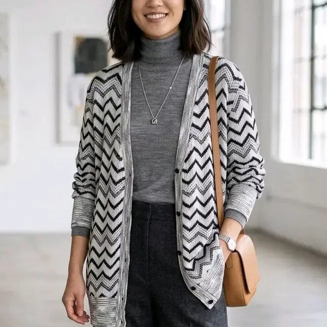 [BUNJANG] Missoni Zigzag Oversized Cardigan / [이태리정품] 미쏘니 지그재그 오버핏 가디건 (66~88/여리여리핏)