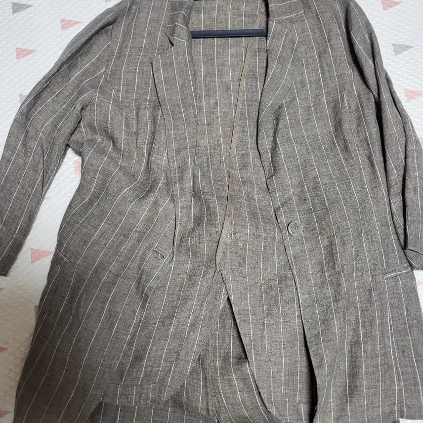 [BUNJANG] Linen Stripe Blazer Set / 마자켓세트