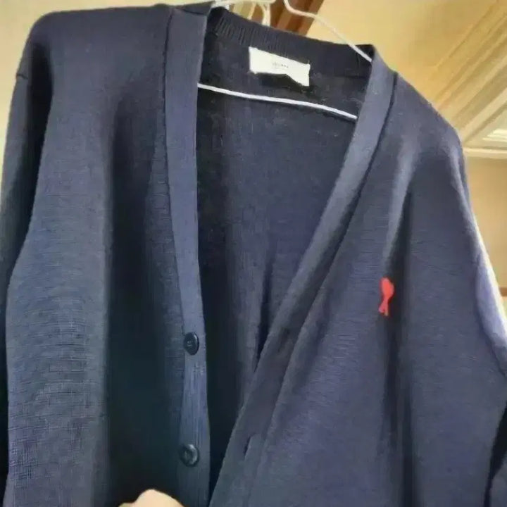 [BUNJANG] AMI Small Heart Cardigan Navy / 아미 스몰 하트 가디건 네이비
