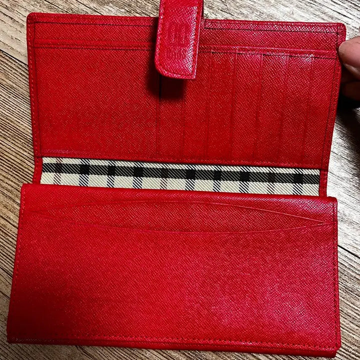 [BUNJANG] Daks Red Check Long Wallet / 닥스 레드 체크 장지갑