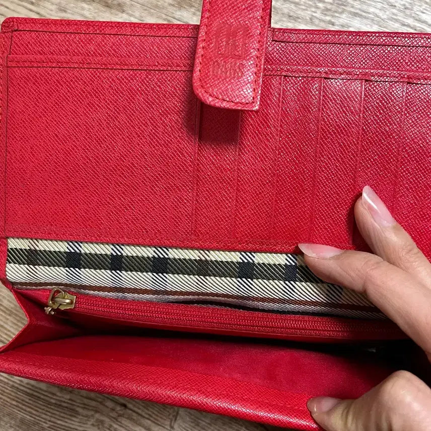 [BUNJANG] Daks Red Check Long Wallet / 닥스 레드 체크 장지갑