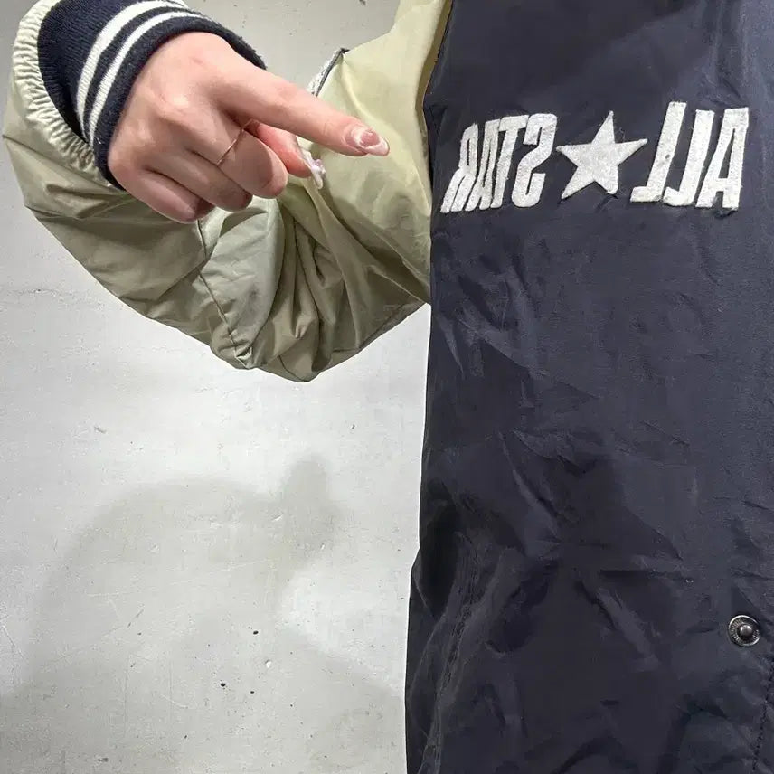 [BUNJANG] Converse Navy Old School Quilted Varsity Jacket / 컨버스 네이비 올드스쿨 누빔 바시티 자켓 스타디움 점퍼 M