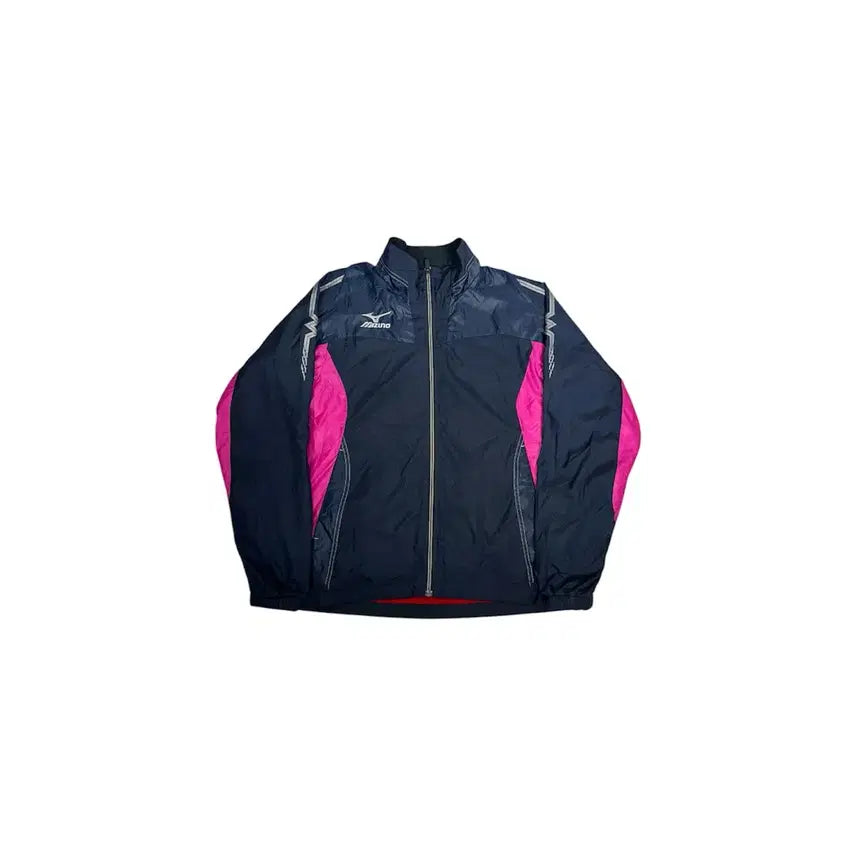 [BUNJANG] Mizuno Navy Old School Pink Track Jacket S / 미즈노 네이비 올드스쿨 핑크 오버핏 트랙 자켓 S