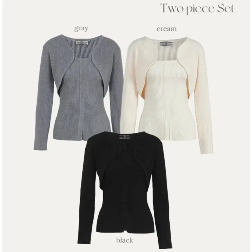 [BUNJANG] Riri&amp;Co Ribbed Knit Bolero Set / 리리앤코 골지 니트볼레로세트 블랙