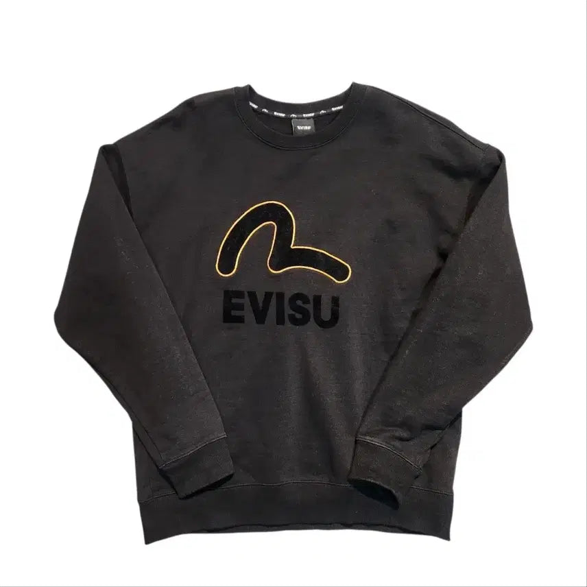 [BUNJANG] EVISU Black Logo Sweatshirt / 에비수 블랙 로고 맨투맨 티셔츠